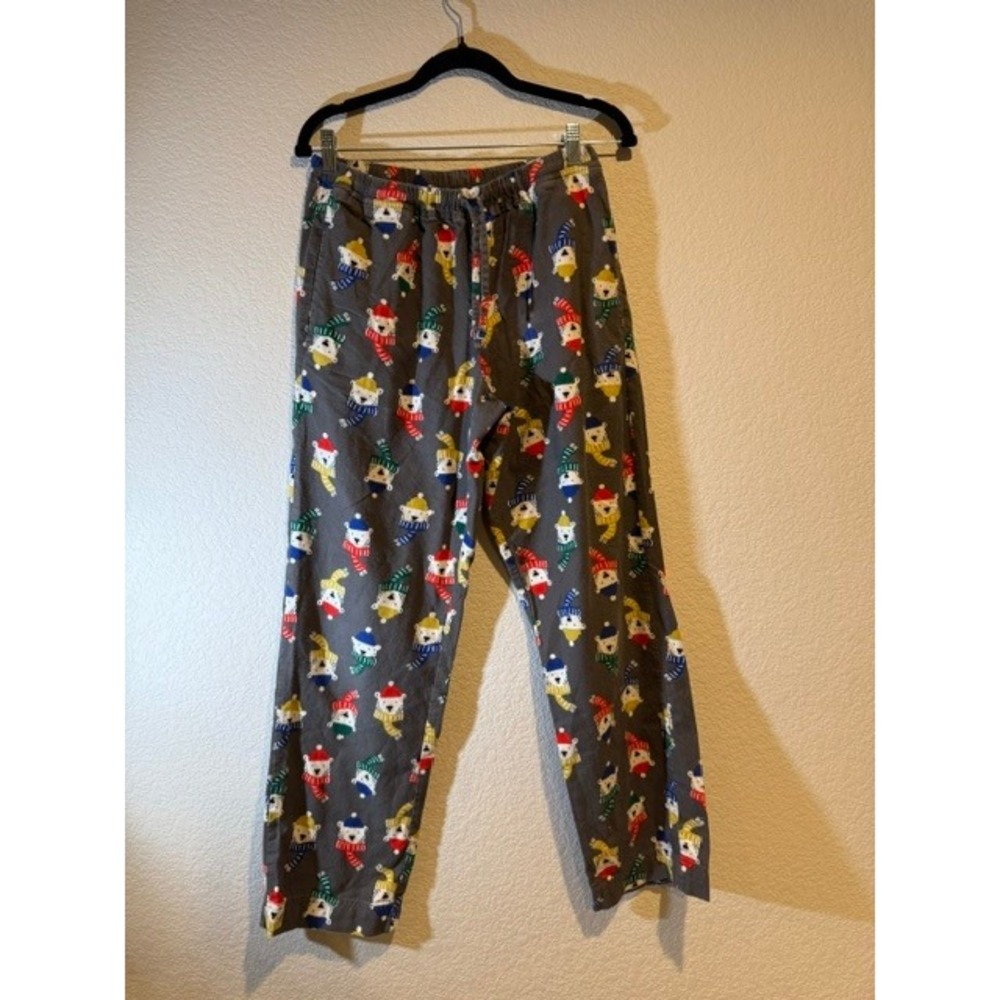 Hanna Andersson Polar Bear Flannel Pajama Pants Gray Christmas XS